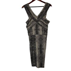 The Kooples Gray Brown Tan Python snake print Mini bodycon Dress size 40 US 6